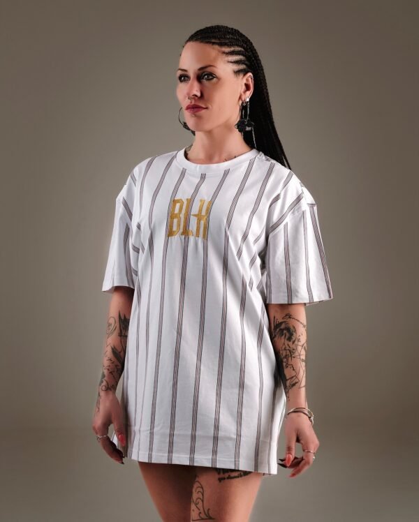 CAMISETA OVERSIZE RAYAS BORDADA
